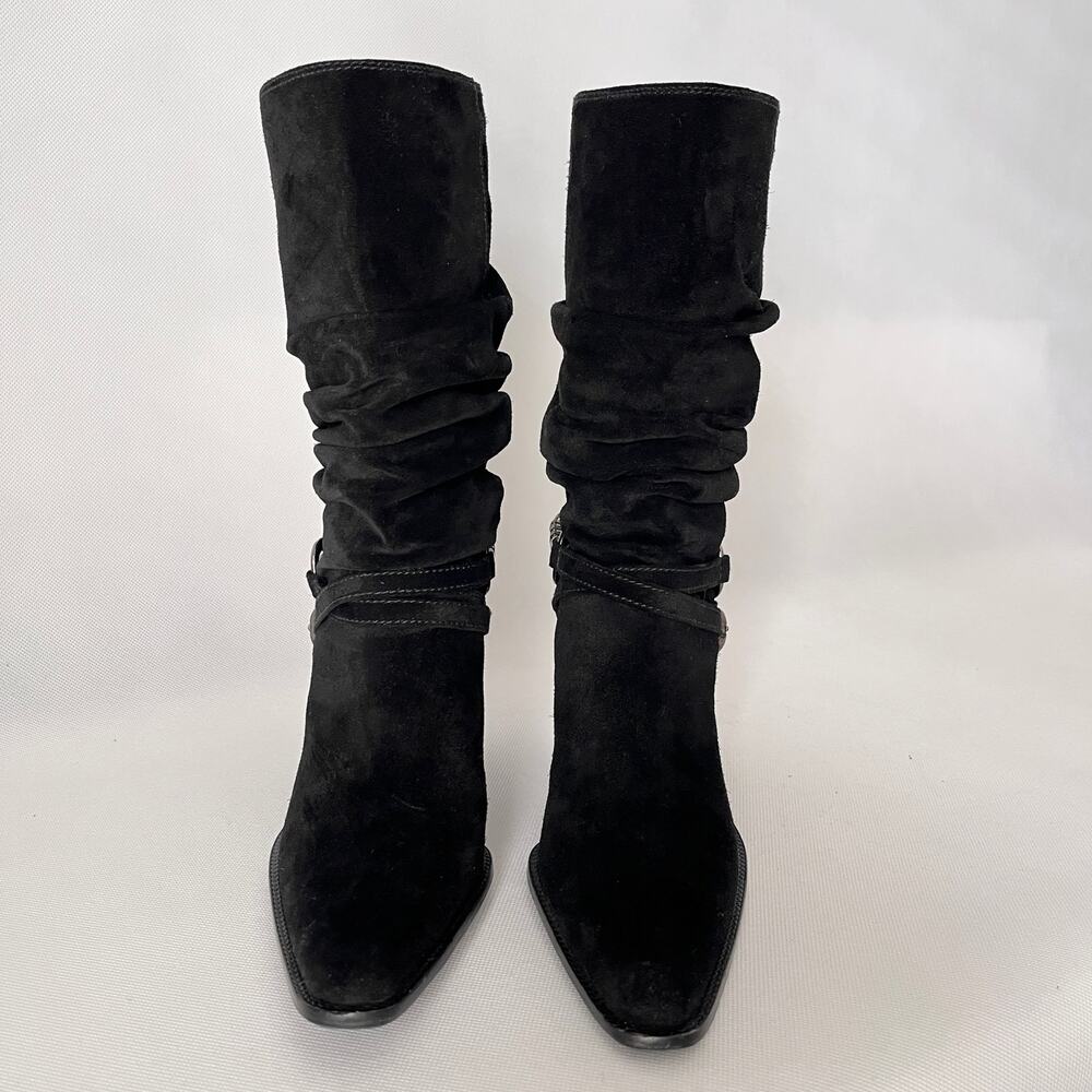 Stuart Weitzman Slouch Crystal Wrap Buckle Boots … - image 4